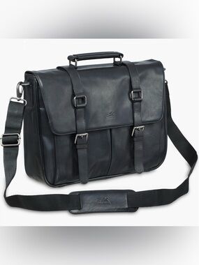 Mancini buffalo Leather Messenger Briefcase for Men